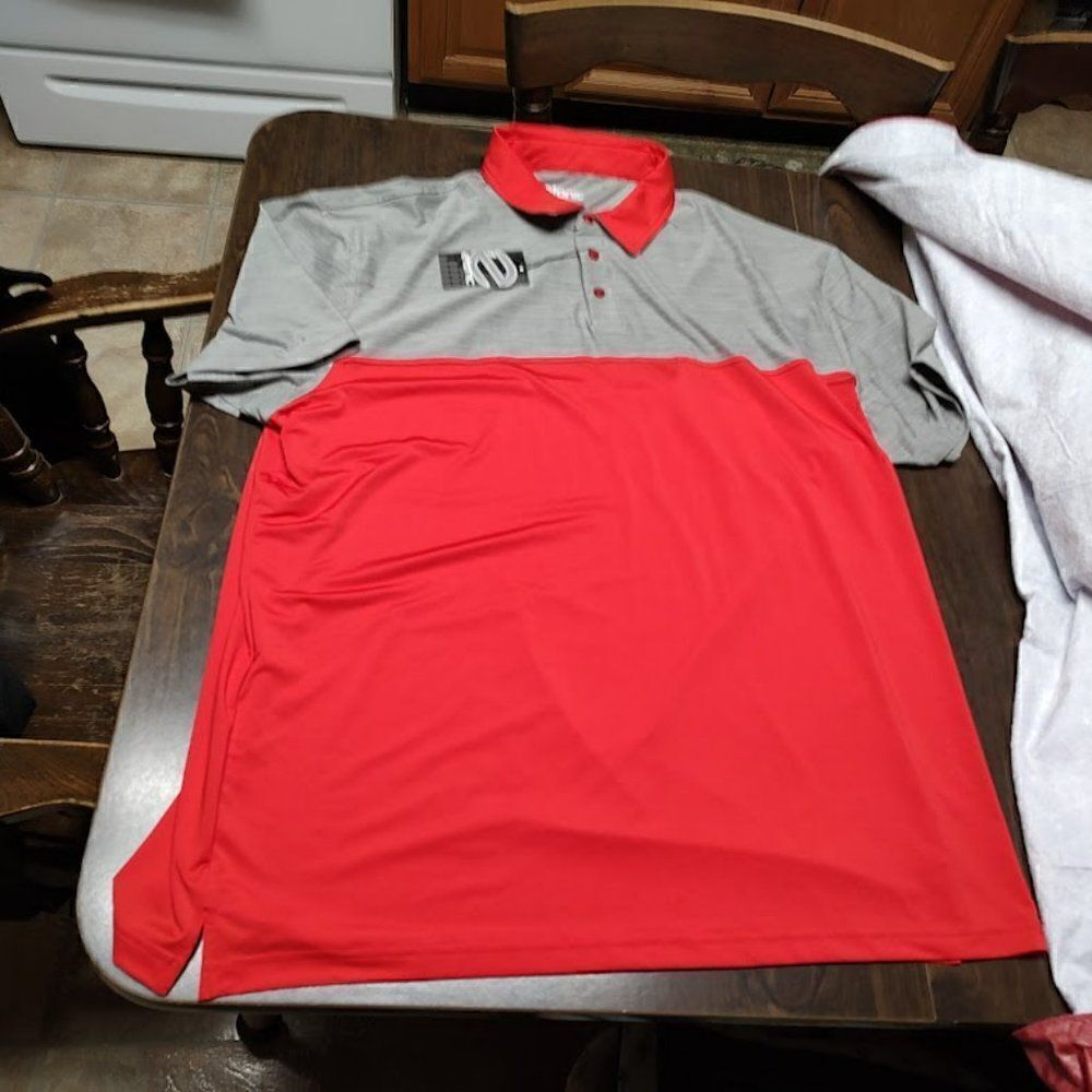 New Etonic Silver Red Colorblock Polo Moisture Wicking Size Men's 3XL